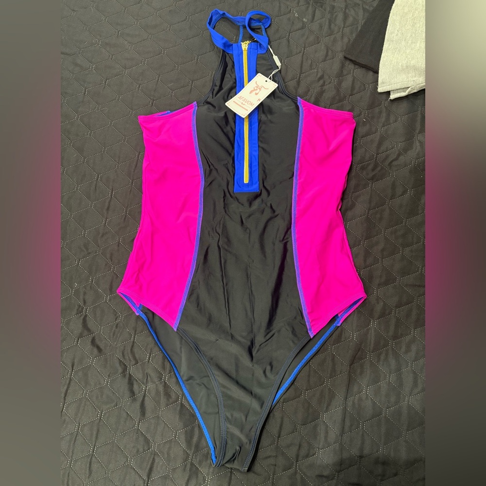 Women's Black and Pink Swimsuit